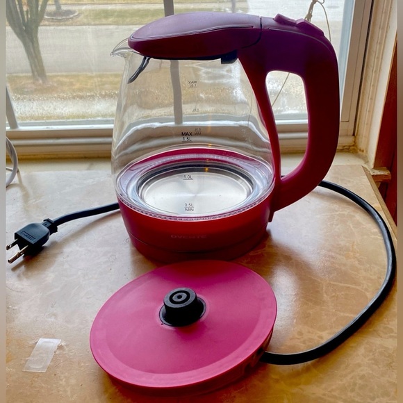 Pink Borosilicate Glass Electric Kettle, 1.5 Liter, EUC - Picture 6 of 14
